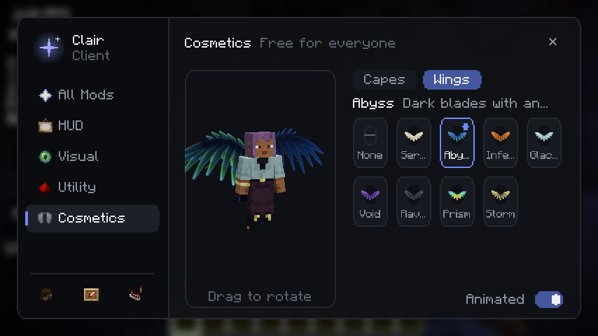 Clair cosmetics menu